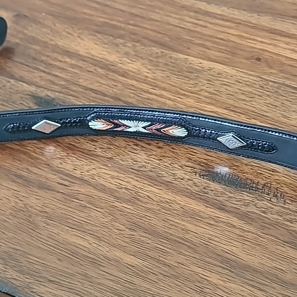 Men's 3D leather belt Western Size 42 - Picture 3 of 5